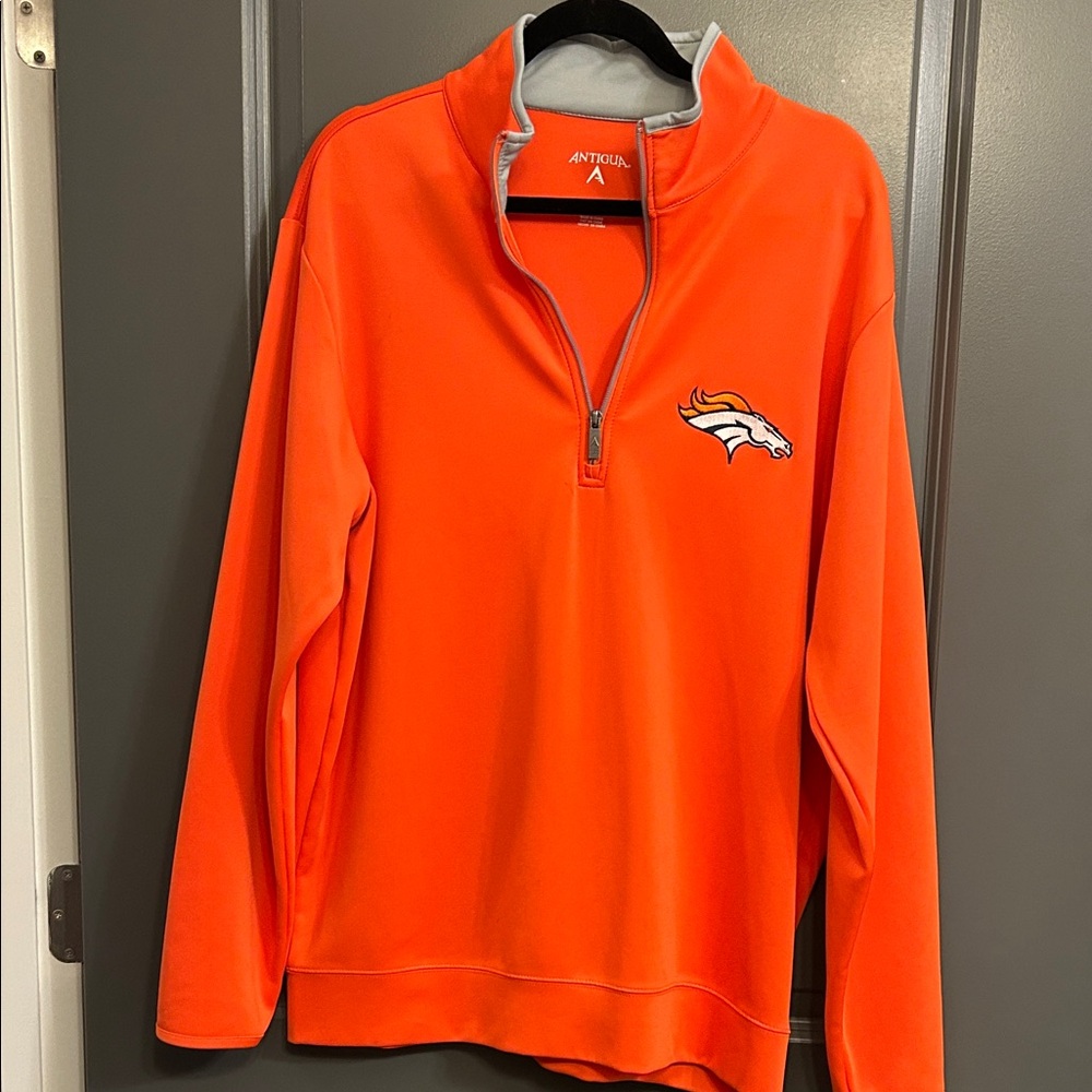 Denver Broncos Antigua Vibrant Orange Pullover with Logo